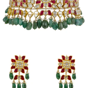 Ella Choker and Asha Earrings Jadau Polki Set