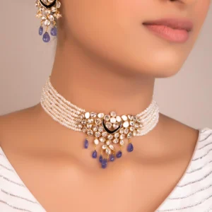 Ritu Bead Choker And Sophia Long Earrings Polki Set