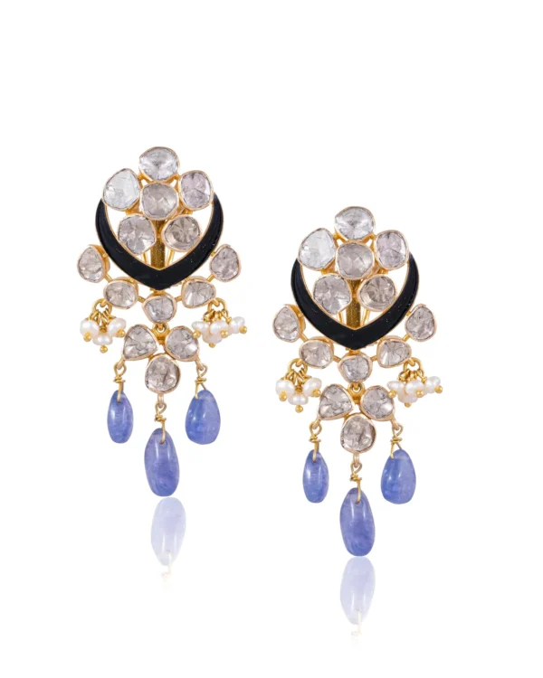 Ritu Bead Choker And Sophia Long Earrings Polki Set - Image 5