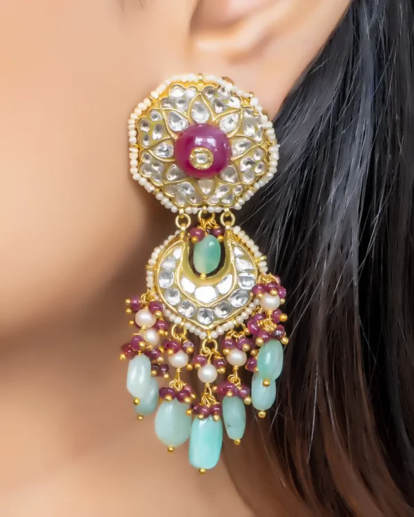 Kalpeshi Choker and Ruchika Chandbalis Polki Set - Image 5