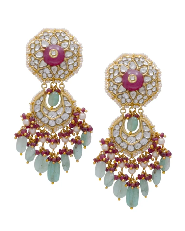 Kalpeshi Choker and Ruchika Chandbalis Polki Set - Image 4