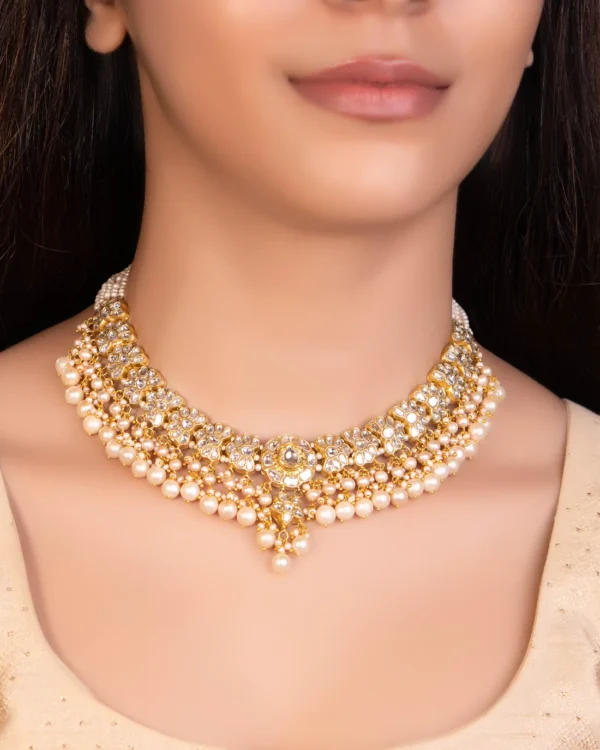 Riyanshi Necklace And Mrinali Tops Polki Set - Image 4