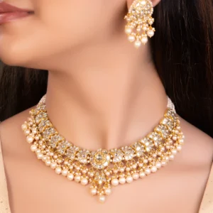 Riyanshi Necklace And Mrinali Tops Polki Set