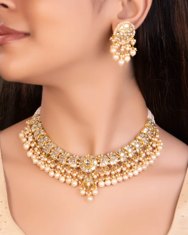 Riyanshi Necklace And Mrinali Tops Polki Set