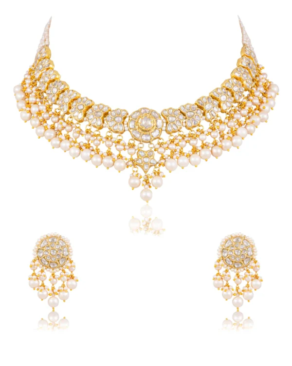 Riyanshi Necklace And Mrinali Tops Polki Set - Image 6