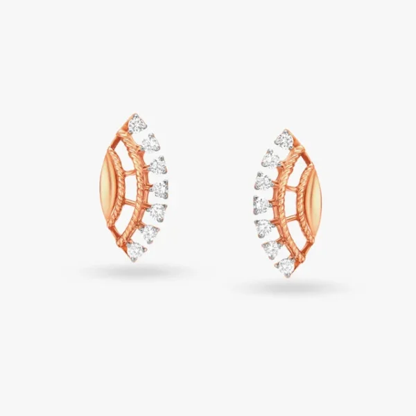 Classy Leaf Diamond Stud Earrings