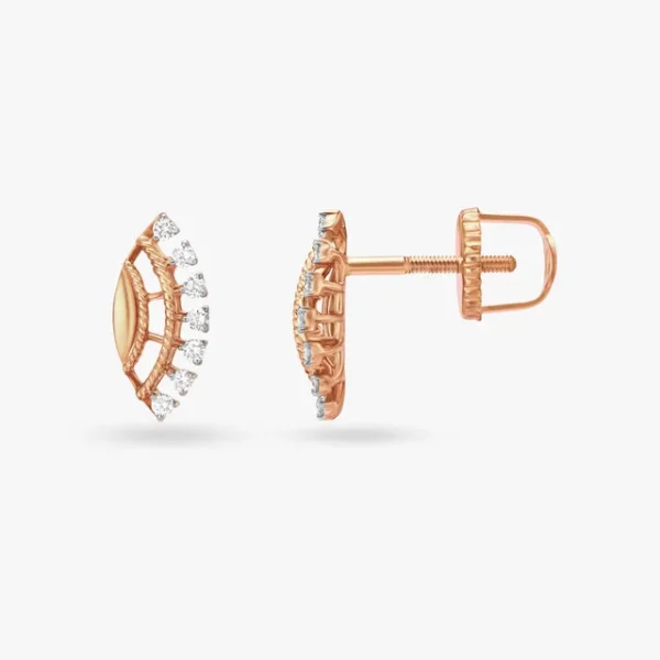 Classy Leaf Diamond Stud Earrings - Image 2