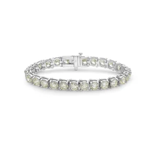 White Diamond Round, 18K White Gold Bracelet