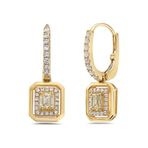 Yellow Diamond And White Diamond, 18K Yellow Gold Earrings