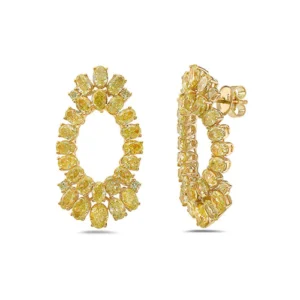 Yellow Diamond, 18K Yellow Gold Earrings