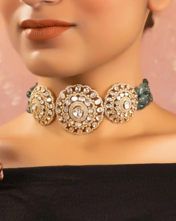 Gauri Bead Choker and Bavna Tops Polki Set - Image 2