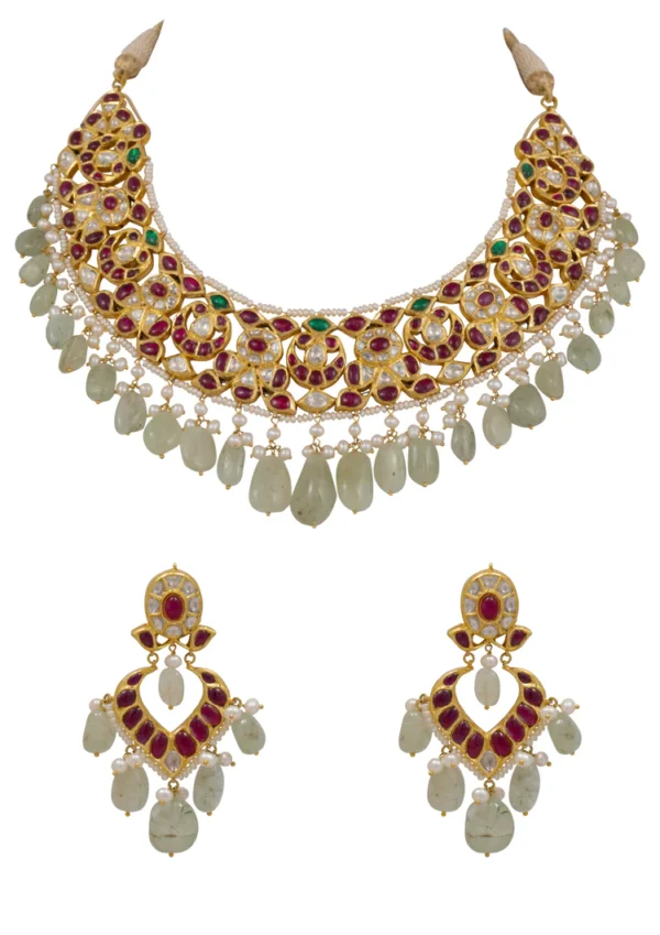 Nikita Necklace and Kunjal Chandbalis Jadau Polki Set - Image 2