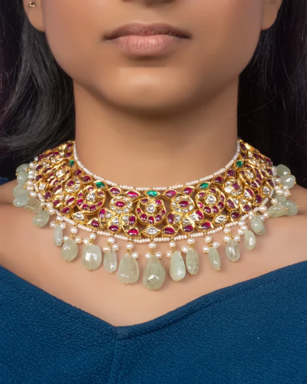 Nikita Necklace and Kunjal Chandbalis Jadau Polki Set - Image 3