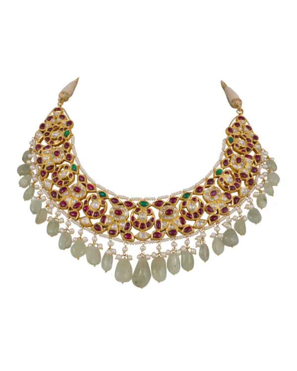 Nikita Necklace and Kunjal Chandbalis Jadau Polki Set - Image 6