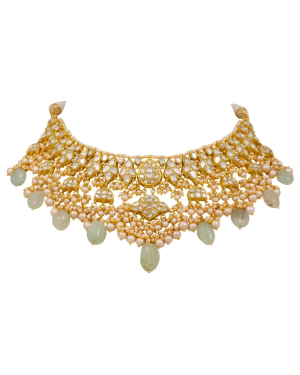 Kinika Necklace and Latif Chandbalis Polki Set - Image 2
