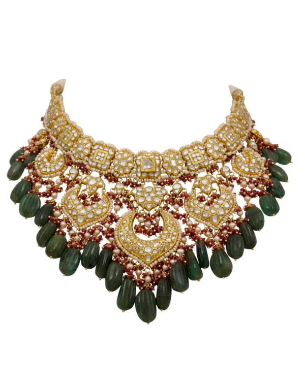 Neeliya Necklace and Kashish Chandbalis Polki Set - Image 2