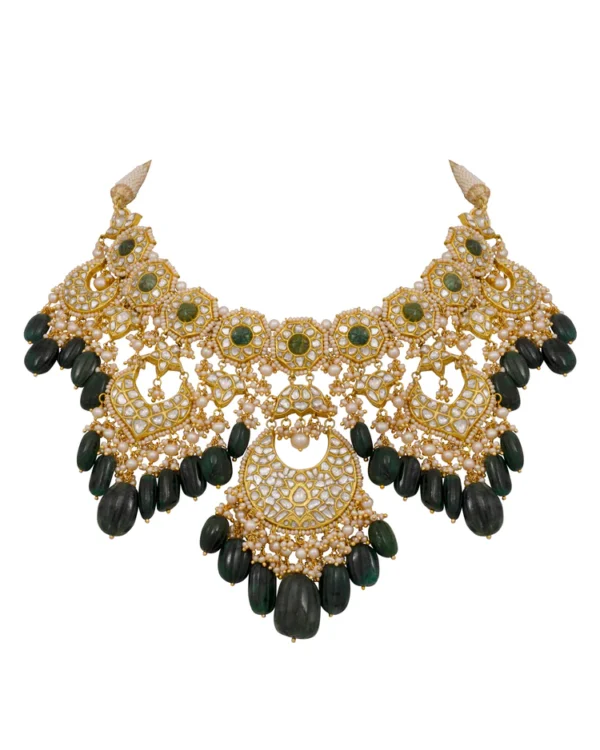 Piyu Necklace and Raafi Chandbalis Polki Set - Image 2