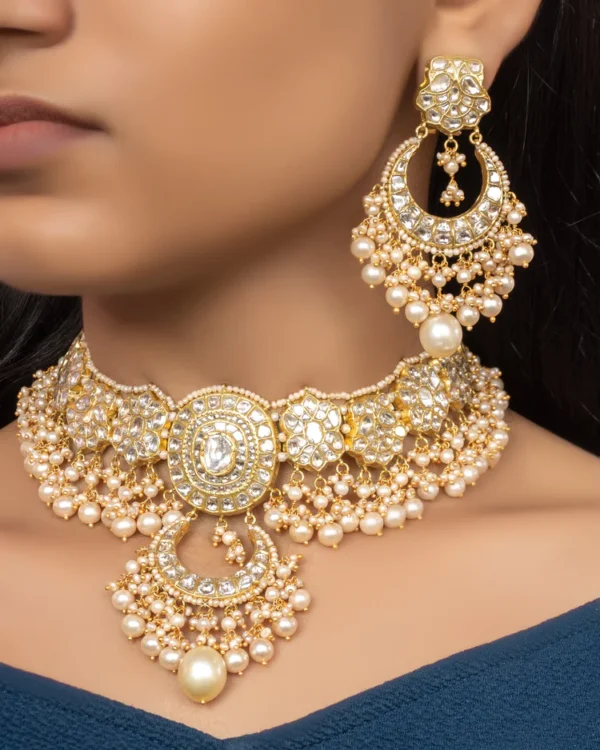Fasana Necklace and Norina Chandbalis Polki Set - Image 4