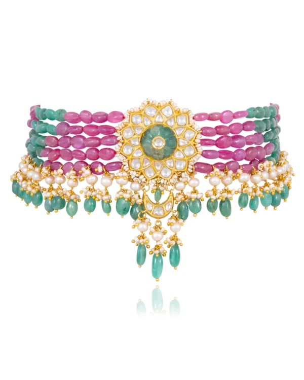 Avanti Bead Choker and Ashisha Tops Polki Set - Image 6