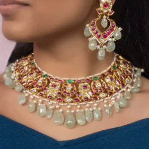 Nikita Necklace and Kunjal Chandbalis Jadau Polki Set