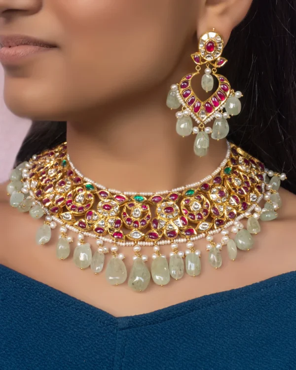 Nikita Necklace and Kunjal Chandbalis Jadau Polki Set