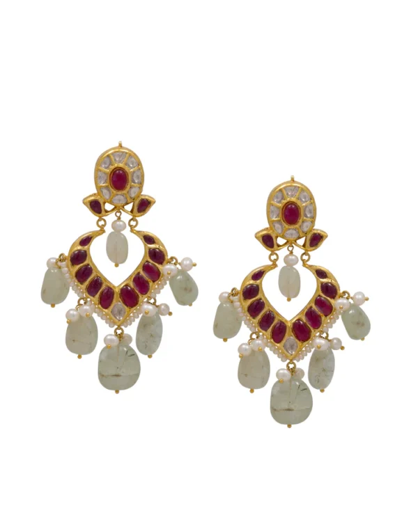 Nikita Necklace and Kunjal Chandbalis Jadau Polki Set - Image 4