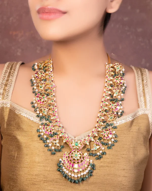 Sangita Long Necklace And Udita Chandbalis Jadau Polki Set - Image 6