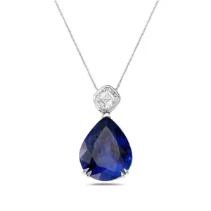 Tanzanite And White Diamond, 18K White Gold Necklace