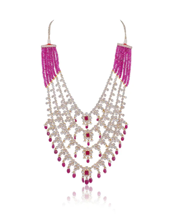 Kajol Long Necklace And Kashvi Tops Polki Set - Image 7