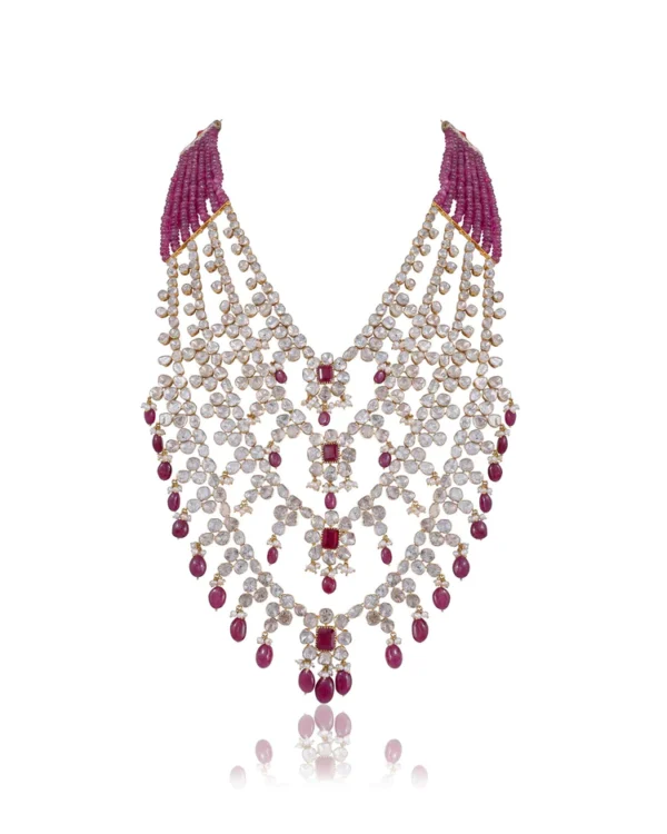 Kajol Long Necklace And Kashvi Tops Polki Set - Image 8