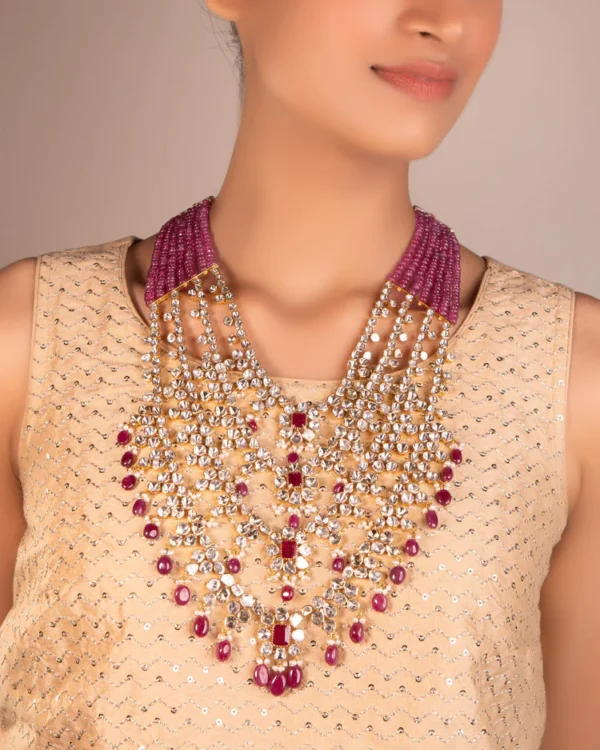 Kajol Long Necklace And Kashvi Tops Polki Set - Image 2