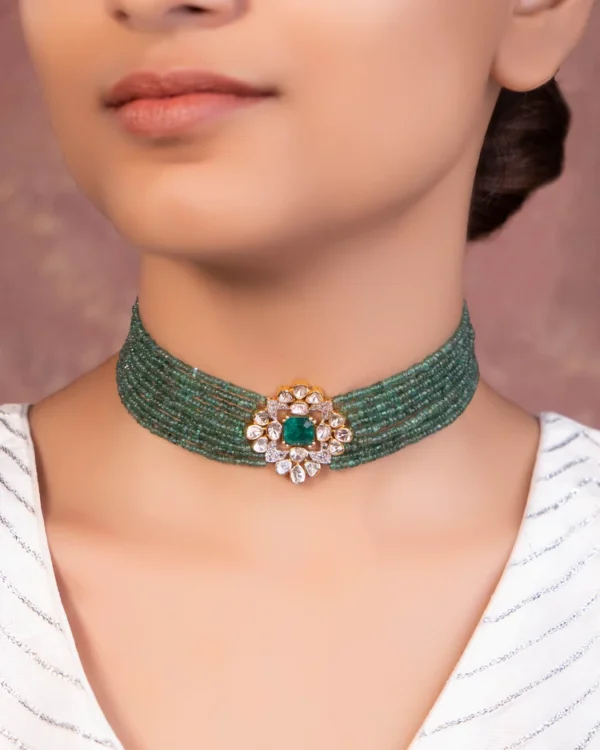 Shruti Bead Choker And Sonalika Tops Polki Set