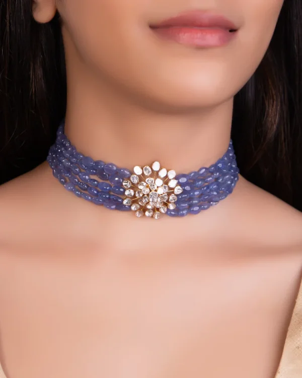 Sanjivani Bead Choker And Sanyukta Tops Polki Set - Image 3