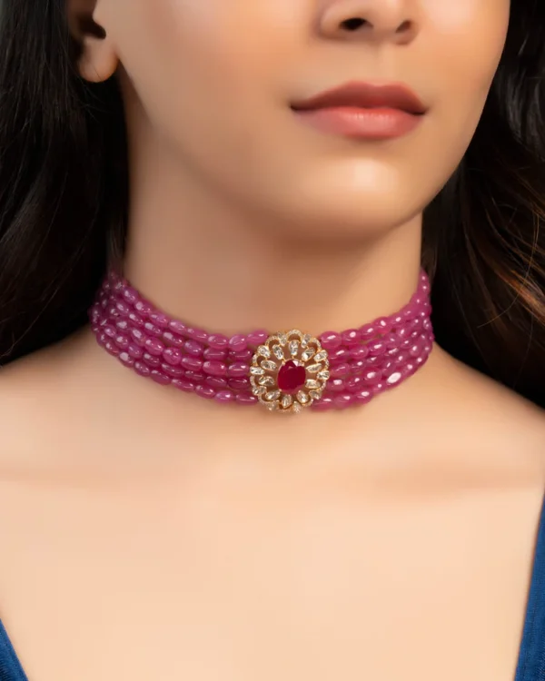 Shaheen Long Necklace And Nandini Bead Choker Set - Image 2