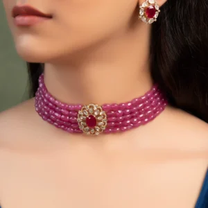 Nandini Bead Choker And Pariniti Tops Polki And Diamond Set