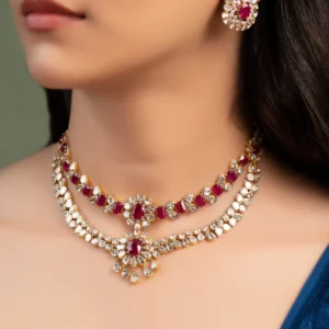 Avantika Necklace And Inaya Tops Polki And Diamond Set