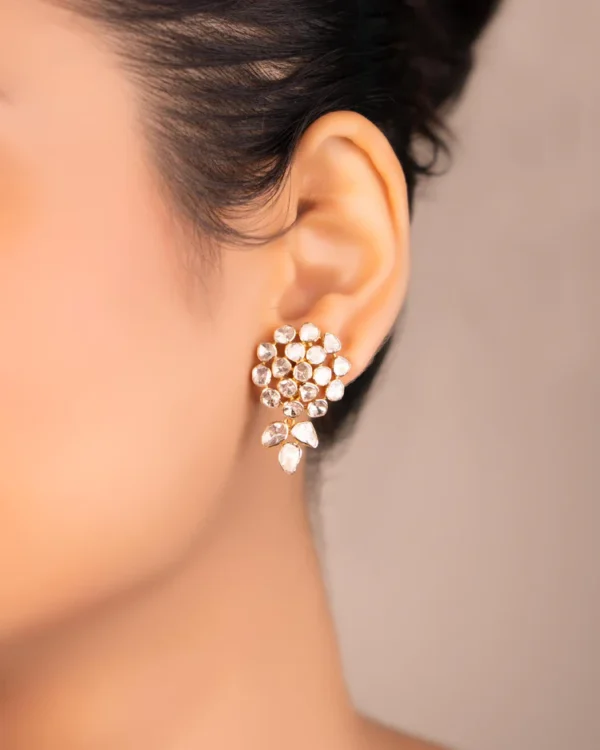 Rutuja Bead Choker And Elisha Long Earrings Polki Set - Image 2