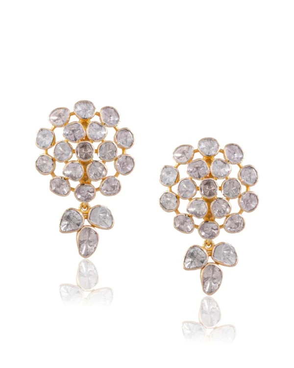 Rutuja Bead Choker And Elisha Long Earrings Polki Set - Image 3