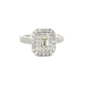 OCTAGON WHITE DIAMOND 950 PLATINUM RING