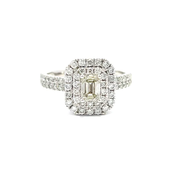 OCTAGON WHITE DIAMOND 950 PLATINUM RING