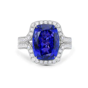 Tanzanite And White Diamond, 18K White Gold Ring