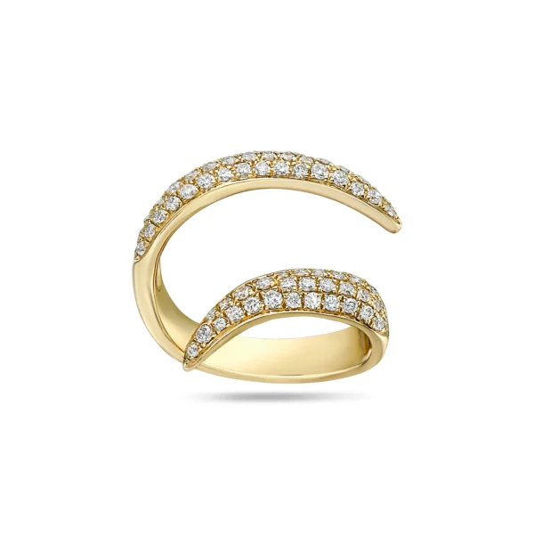 White Diamond 14k Yellow Gold Diamond Earrings - Image 2