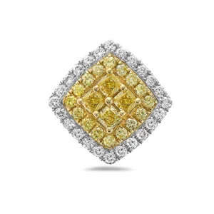 Yellow Diamond And White Diamond, 14K Two Tone Gold Earrings