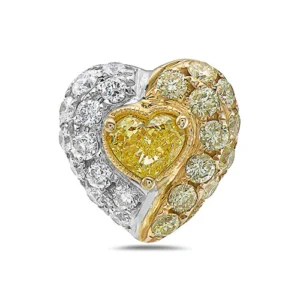 Yellow Diamond And White Diamond, 14K Two Tone Gold Earrings
