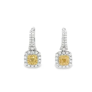 Yellow and White Diamond Earrings