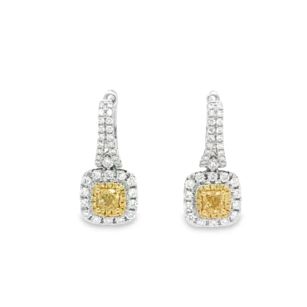 Yellow and White Diamond Earrings