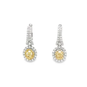 Yellow Diamond Oval Gold Earrings