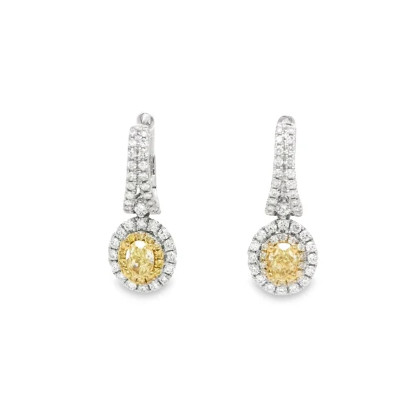 Yellow Diamond Oval Gold Earrings