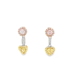 Yellow Diamond Heart Gold Earrings
