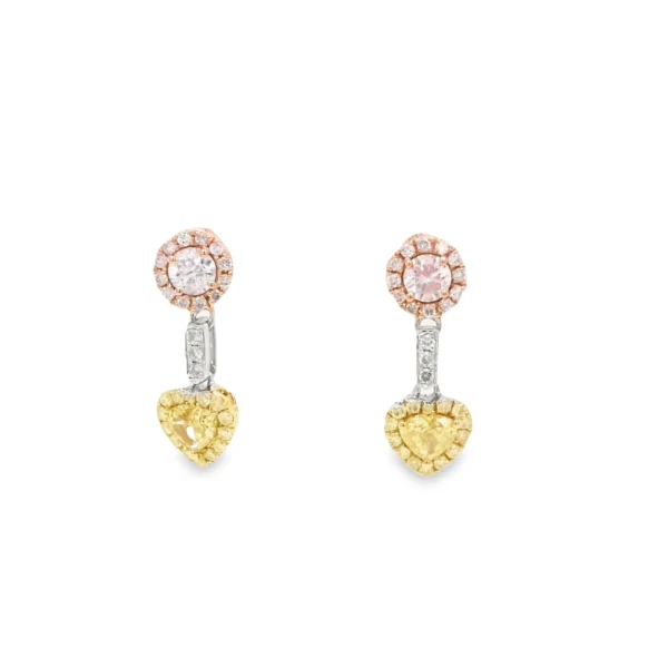 Yellow Diamond Heart Gold Earrings